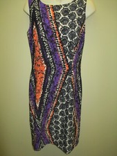 Nine West sheath dress Sleeveless Multi purple orange printed dress Sz 4 S Small