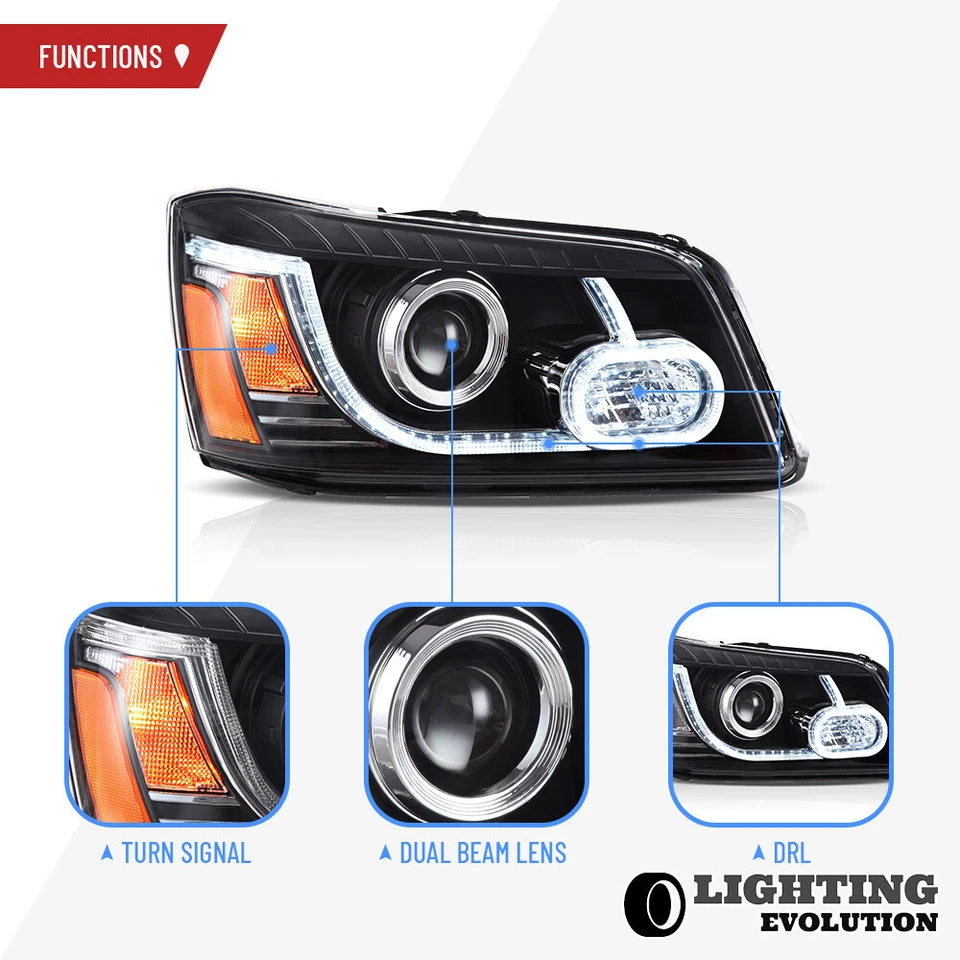 Par de faros LED transparentes LED DRL A VLAND para Toyota Highlander 2001-2007 Foto 2 de 4