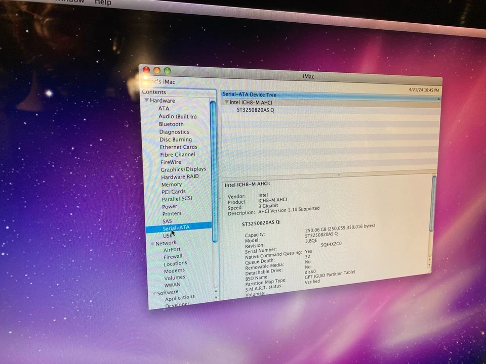 Apple iMac 20" (Mid 2007) – 2.0GHz Core 2 Duo, 3GB RAM, 250GB HDD, 10.6 A1224 - Image 4 of 4