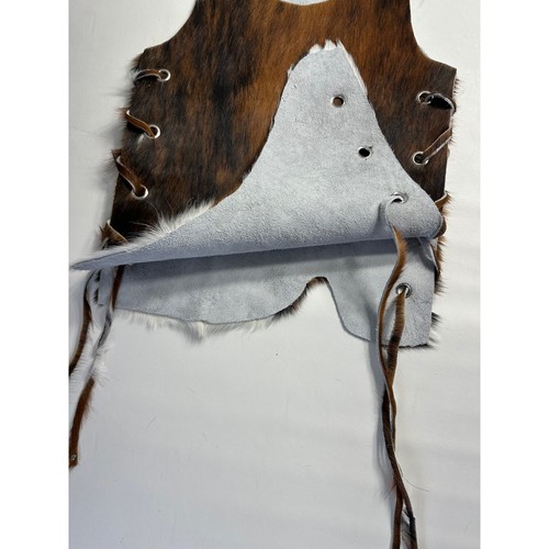 Echt Rindsleder Y2K SM Leder Weste Neckholder asymmetrisch Schnürung Biker Western Rodeo - Bild 7 von 21