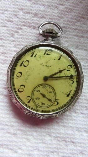 Antique Elgin 14K Solid Pocket Watch 17 jewel Open Face