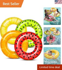 Large Inflatable Fruit Floaties - 32" Rings for Pool Parties Summer Fun