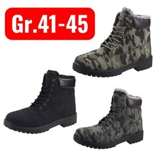 Herren Stiefel Camouflage Boots Neu Winterstiefel Gefütterte Schnürboots SALE