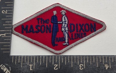 The Mason Dixon Line Embroidered Patch Red Diamond Shape Sew On Vintage Style
