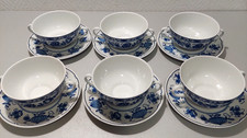 Winterling alt Coburg Echt Cobalt Scharffeuer Zwiebelmuster 6 x Suppentasse+ Unt