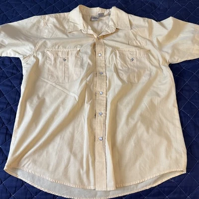 Haband Travelers Casual Dress Shirt Large Dark Yellow Pearl Snap Style 15G - Image 1 of 4