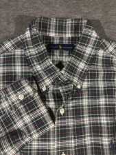 Polo Ralph Lauren Shirt Mens XL Green Navy Plaid Button Down Long Sleeve Pony