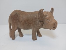 Hand-Carved Wooden Water Buffalo Figurine 4.5" Rustic Animal Folk Art Sculpture