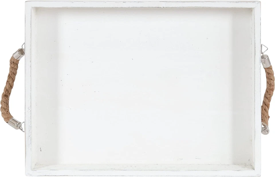 Bayville Coastal Farmhouse Wood Tray; 13 X 17; White; Decorative Wooden Tray wit - Image 2 of 4