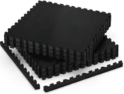 Ultra-Thick 1'' Rubber Gym Flooring - 24 Sq Ft Interlocking Foam Mats, Black