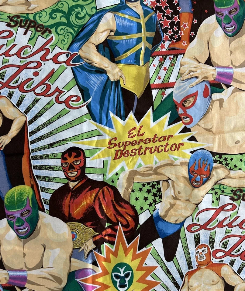 SUPER LUCHA LIBRE Alexander Henry DeLeon Design Group tela fuera de stock 2012 3 YDS Foto 2 de 4