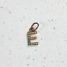Gold Tone Charm Pave Rhinestone Letter E Initial Pendant Dainty