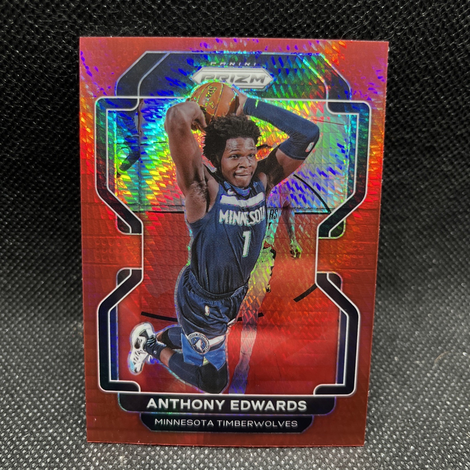 2021-22 Panini Prizm #37 Anthony Edwards Hyper Red SSP Minnesota Timberwolves