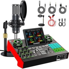 Podcast Microphone Bundle with Live Sound Board Audio Mixer, Podcast Equipment B