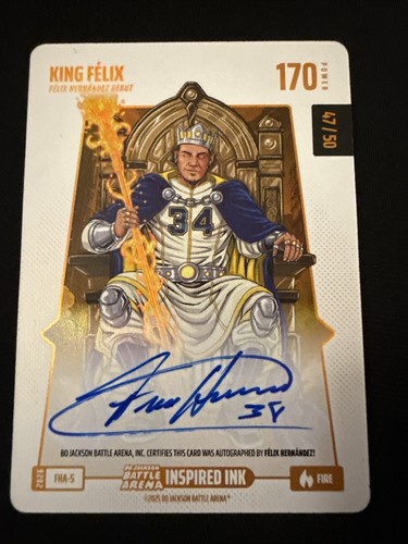 Bo Jackson Battle Arena King Felix Hernandez Debut Inspired Ink Auto FIRE🔥/50