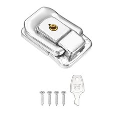Suitcase Lock Hasp with Screw and Key Metal Toggle Catch Latch, Silver