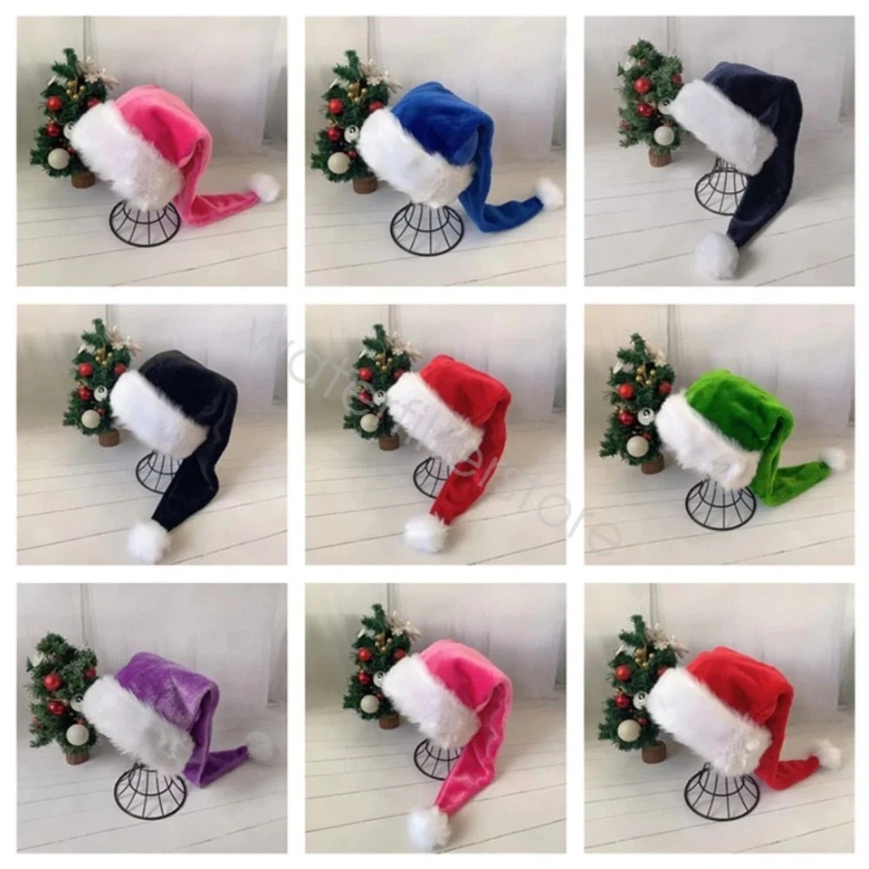 75cm Long Christmas Hat Santa Caps Plush Santa Claus Hat Cap Xmas Party Costume - image 2 of 4