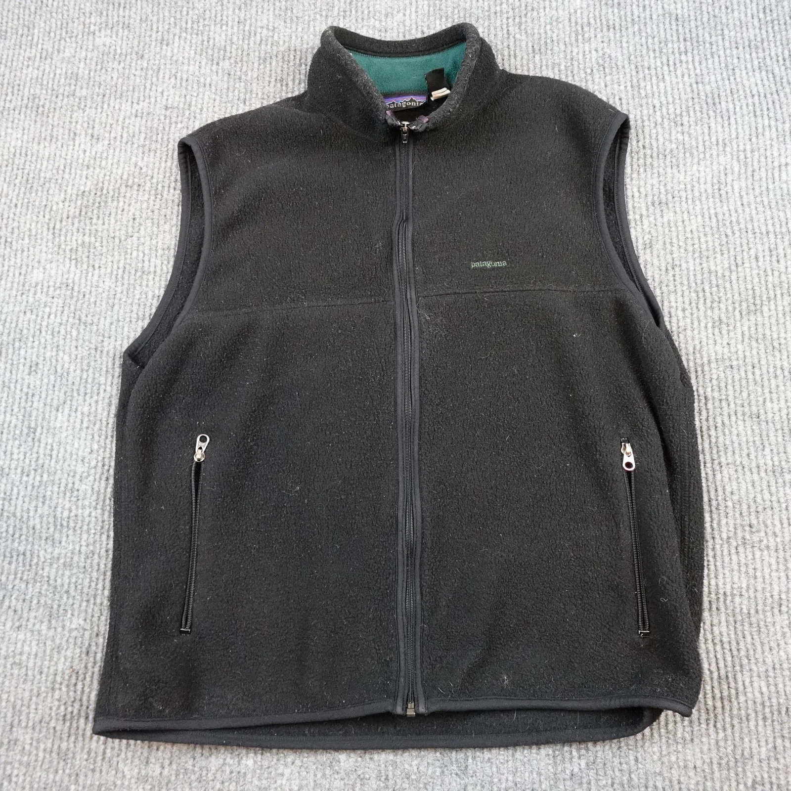Vintage Patagonia Vest Mens Large Black Fleece Full Zip USA Pockets Outdoor 90s