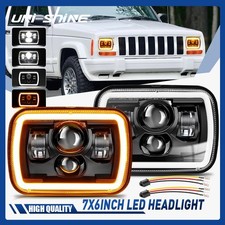 Pair 5x7 7x6 Led Headlights Drl Turn Signal Z Shaped Beam For Jeep Cherokee Xj