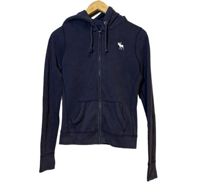 Abercrombie Y2K Dark Blue Full Zip Hoodie Womens Size Medium 2000s 18x22 Comfy