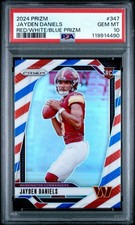 2024 Panini Prizm Football Jayden Daniels Red White Blue Prizm (RC) #347 PSA 10