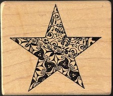 Magenta Decorative Patterned Star Rubber Stamp