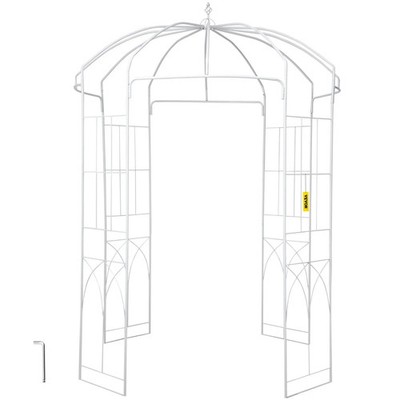 VEVOR Birdcage Shape Garden Arbor, 9' High x 6.6' Wide, Heavy Duty Iron White