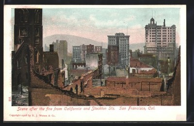 AK San Francisco, CA, Scene after the fire from California and Stockton Sts., E 