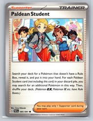 Paldean Student 085/091 Common Paldean Fates Pokemon TCG Trainer Supporter