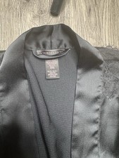 Victoria's Secret Black Satin Lace Trim Kimono Robe XS/S 3/4 Sleeve Tie