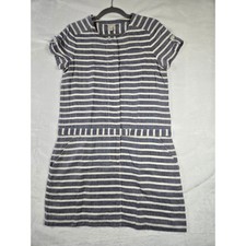 J.Crew Womens Navy Blue White Striped Cotton Shift Dress 4 Coastal  Nautical