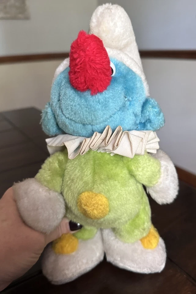 WALLACE BERRIE Peyo Vintage Blue Smurf Clown Plush Stuffed 1983 - Image 2 of 4