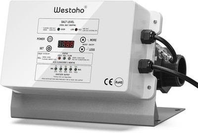 Westaho Saltwater Pool System Salt Chlorine Generator 15,000 Gal IP66 Titanium