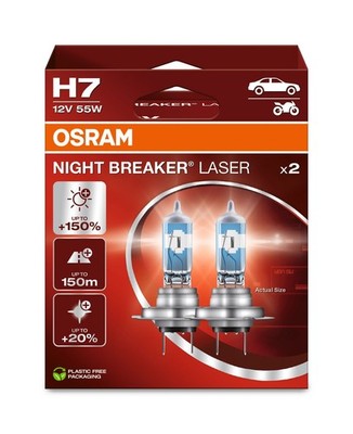 DUOPACK OSRAM H7 HALOGEN 12V 55W PX26d NIGHT BREAKER  LASER bis zu +150%