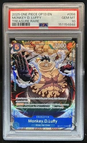 2025 One Piece Monkey D. Luffy Treasure Rare #OP11-058 PSA 10 GEM MINT