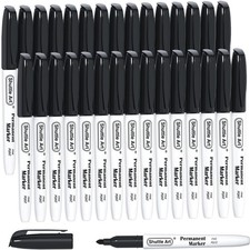 Permanent Markers, 30 Pack Black Permanent Marker set,Fine Point, Works Marking