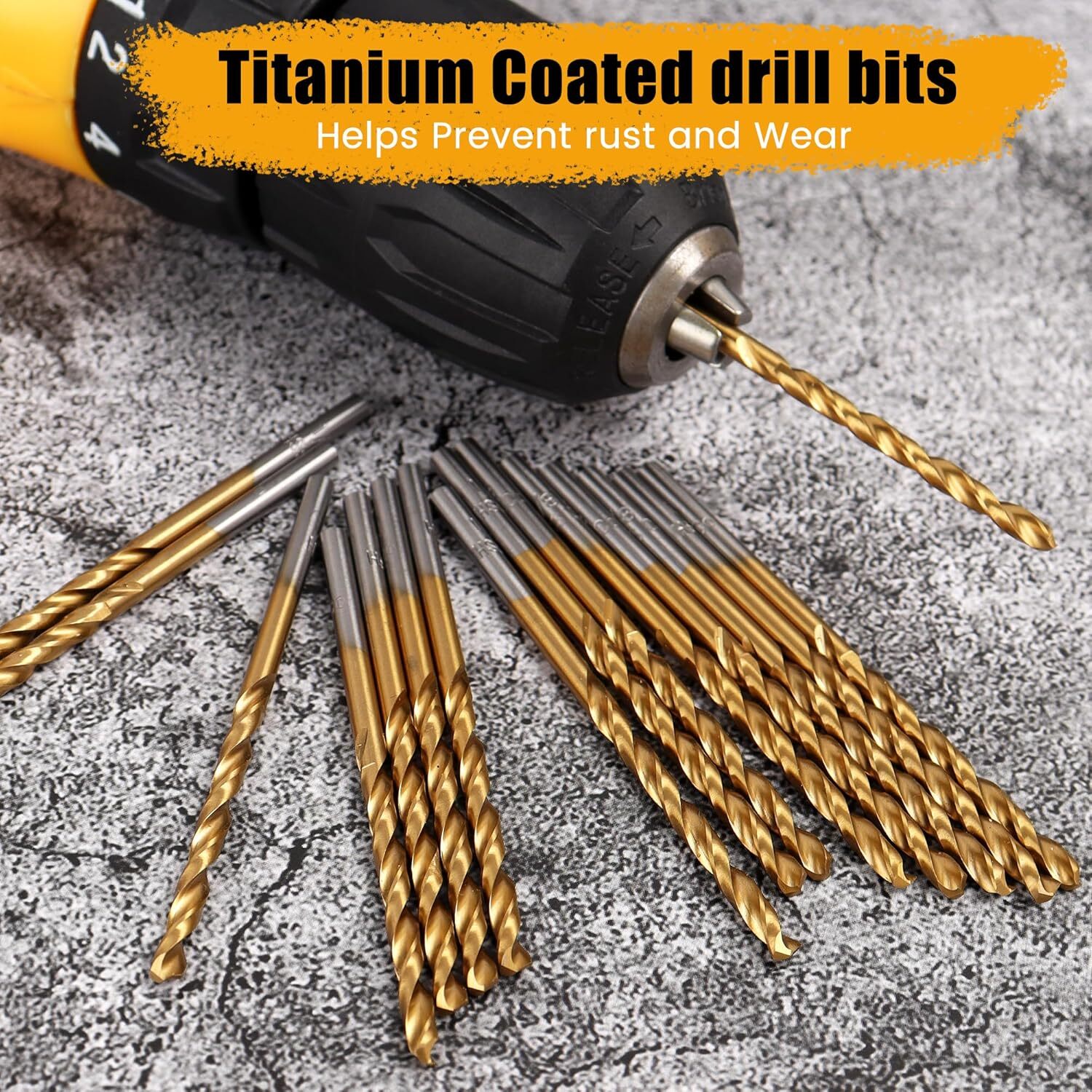 M35 15 Piece Cobalt Drill Bit Set - Titanium Nitride Coated Metal ...