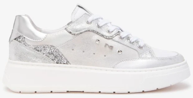 Nero Giardini - 513062 ARGENTO - Sneakers Donna in Pelle e Materiale Tecnico - Immagine 2 di 3