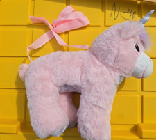 Pink Glittery Unicorn Plush Girls Shoulder Bag Purse