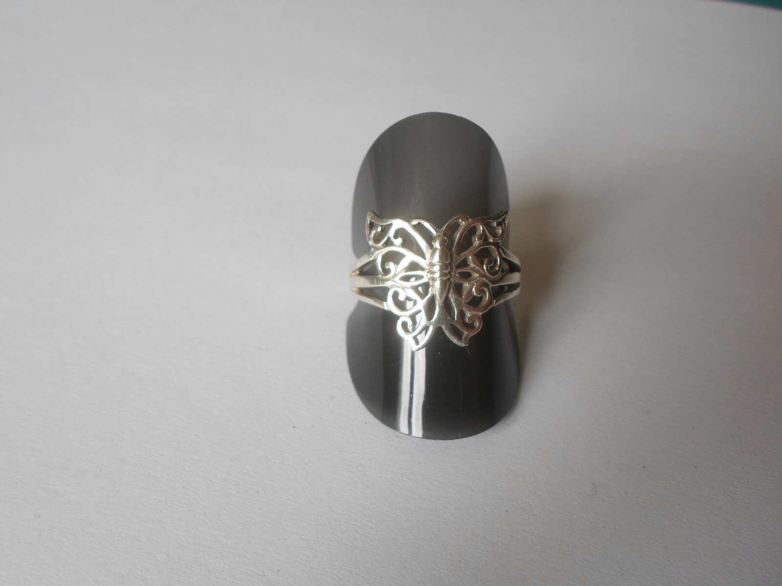 solid silver ring, openwork butterfly, size 58 - image 8