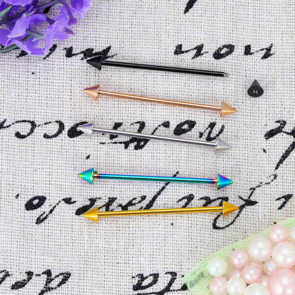 1PC Stainless Steel Industrial Tragus Cartilage Tongue Nipple Rings Barbell 14G - Image 3 of 4