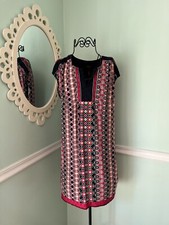 LAUNDRY by Shelli Segal Women's Small Short Sleeve Shift Dress Pink Blue Shift
