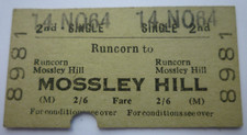 1964 Runcorn to Mossley Hill Railway Station 2/6 Ticket