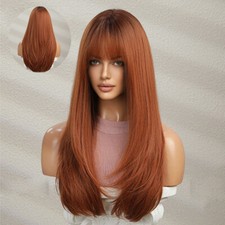 Full-Head Wig Hair Dirty Orange Women Wig Color Fashion Long Straight Hair