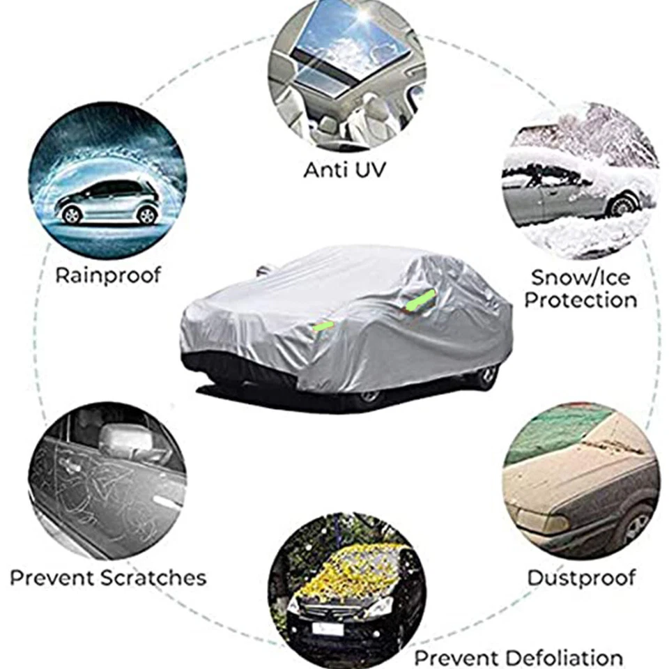 Cubierta de coche de alta resistencia de 6 capas impermeable resistente al polvo resistente a los rayos UV exterior universal L Foto 2 de 4