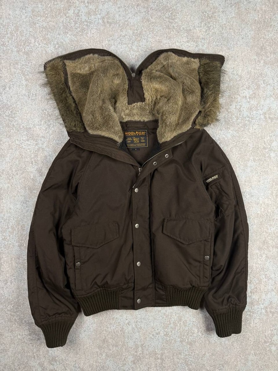 Woolrich Men's Brown Bomber Hooded Jacket Size S | eBay