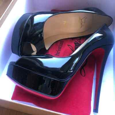 NWT Christian Louboutin Lady Peep 150 Black Patent Calf | eBay
