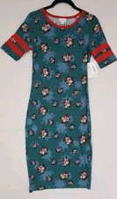LuLaRoe Julia Sheath Ringer Dress Sz XXS Green Floral Print Pattern (A5)