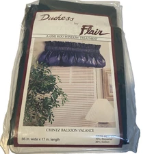 Duchess By Flair Window Treatment Chintz Balloon Valance 86x17 New Green Vintage