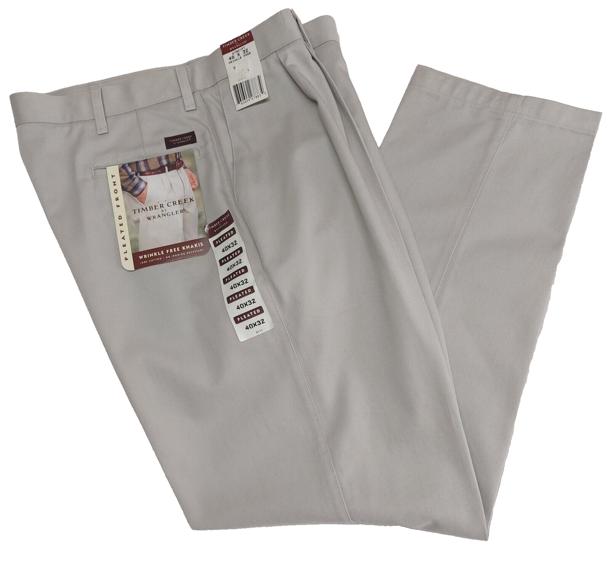 とんトン Men's Timber Creek By Wrangler Pleated Front Wrinkle Free Khakis